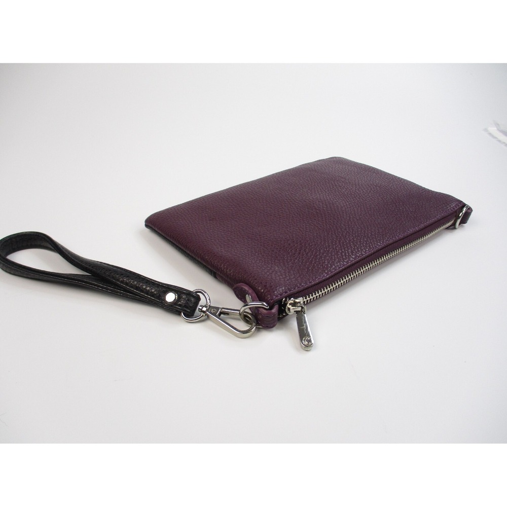 Two-Tone Black & Plum Wristlet Crossbody Bag Purse Faux Leather Convertible Chai